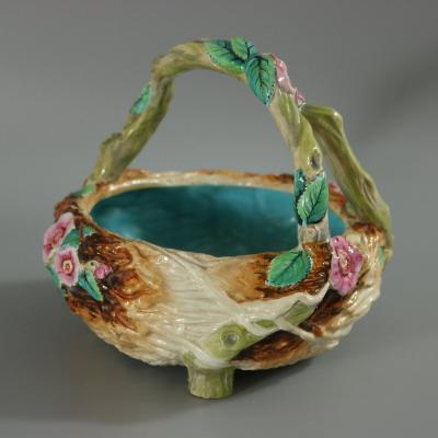 Royal Worcester Majolica Floral Basket