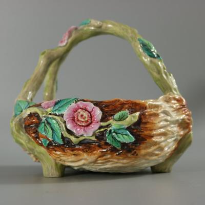 Royal Worcester Majolica Floral Basket