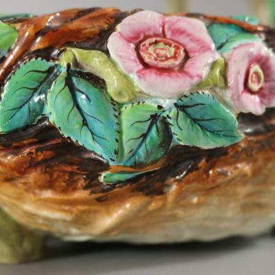 Royal Worcester Majolica Floral Basket
