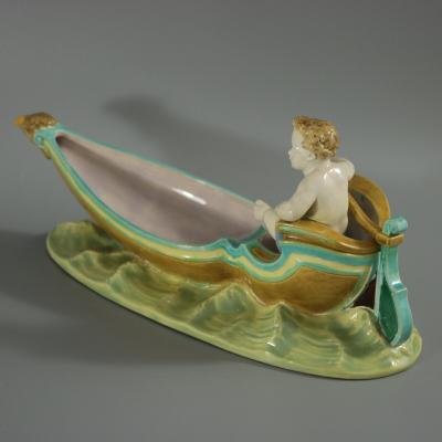 Royal Worcester Majolica Putti in Gondola Dish