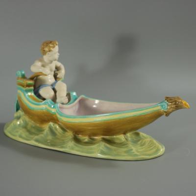 Royal Worcester Majolica Putti in Gondola Dish