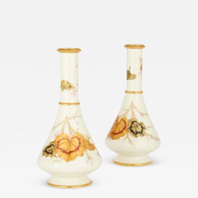 Royal Worcester Pair of antique Victorian Royal Worcester painted and gilt porcelain vases