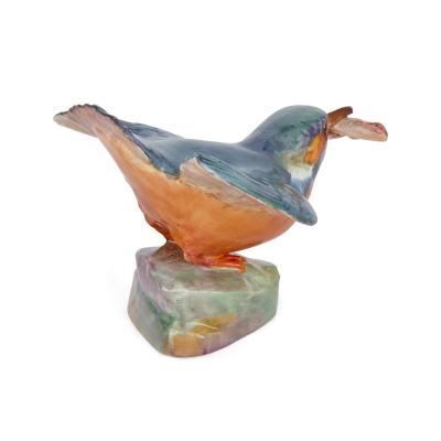 Royal Worcester Two Royal Worcester porcelain bird models of a kingfisher and a thrush