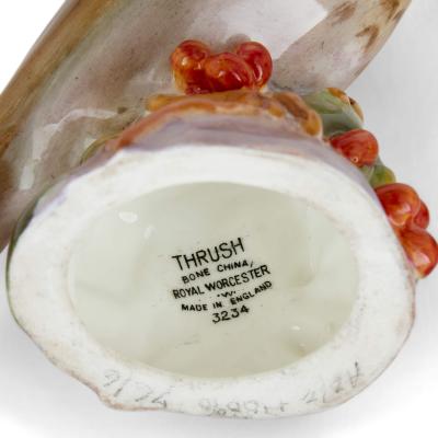 Royal Worcester Two Royal Worcester porcelain bird models of a kingfisher and a thrush