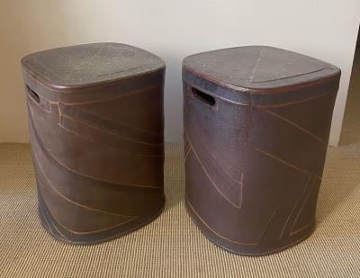 Roz Herrin PAIR OF SIGNED ROZ HERRIN CERAMIC STOOLS