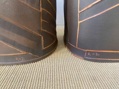 Roz Herrin PAIR OF SIGNED ROZ HERRIN CERAMIC STOOLS