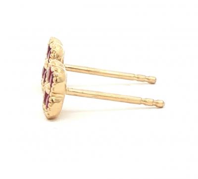 Ruby Clover Yellow Gold Stud Earrings