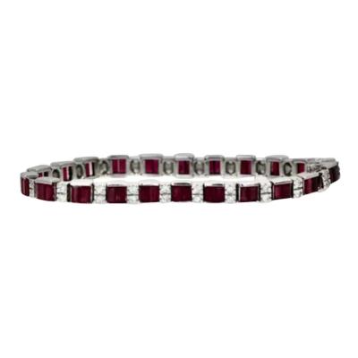 Ruby Diamond Tennis Bracelet 18K