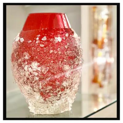 Ruby Red Murano Cotisso Glass Vase