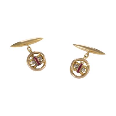 Ruby and Diamond Cuff Links