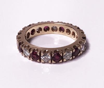 Ruby and Diamond Eternity Ring 14K