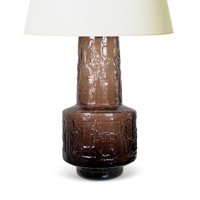 Ruda Glasbruk Monumental Pair of Table Lamps in Topaz Tint Glass by G te Augustsson