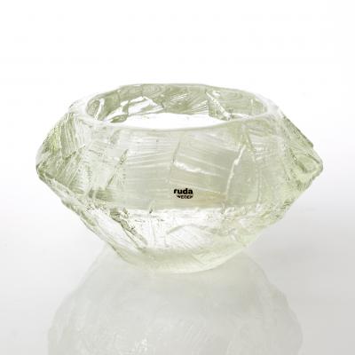 Ruda Glasbruk SCANDINAVIAN MODERN SWEDISH MID CENTURY CLEAR GLASS BOWL BY RUDA 