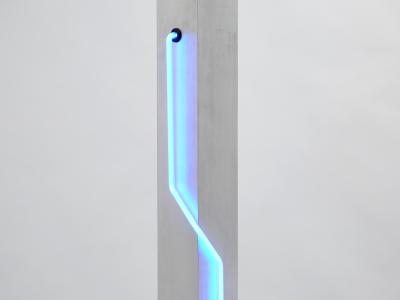 Rudi Stern Blue Neon steel Floor Lamp by Rudi Stern and Dan Chelsea for Kovacs 1983