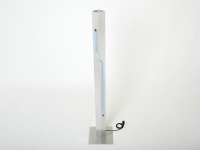 Rudi Stern Blue Neon steel Floor Lamp by Rudi Stern and Dan Chelsea for Kovacs 1983