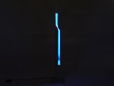 Rudi Stern Blue Neon steel Floor Lamp by Rudi Stern and Dan Chelsea for Kovacs 1983