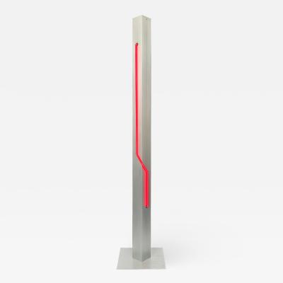 Rudi Stern Rare Red Neon and Aluminum Floor Lamp by Rudi Stern and Don Chelsea for Kovacs