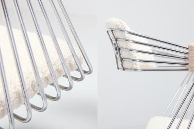 Rudi Verelst Four Postmodern Chromed Steel Wire Swivel Chairs with Ivory Wool Seating