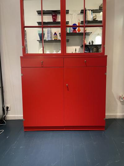 Rudolf Frank Mid Century Modern Cabinet in Red by Rudolf Frank