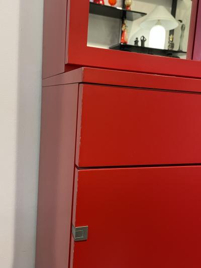 Rudolf Frank Mid Century Modern Cabinet in Red by Rudolf Frank