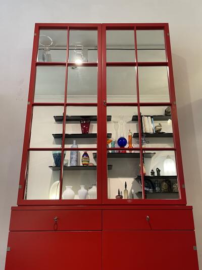 Rudolf Frank Mid Century Modern Cabinet in Red by Rudolf Frank