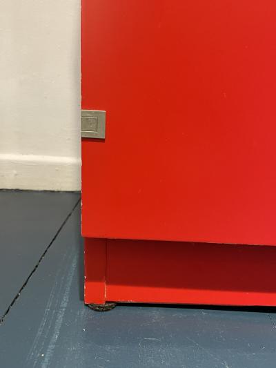 Rudolf Frank Mid Century Modern Cabinet in Red by Rudolf Frank