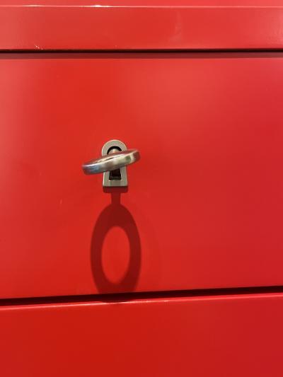 Rudolf Frank Mid Century Modern Cabinet in Red by Rudolf Frank