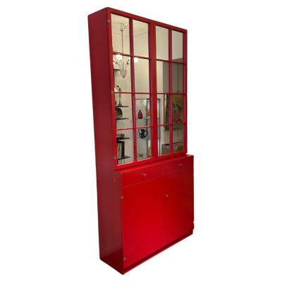 Rudolf Frank Mid Century Modern Cabinet in Red by Rudolf Frank