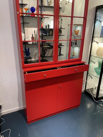 Rudolf Frank Mid Century Modern Cabinet in Red by Rudolf Frank