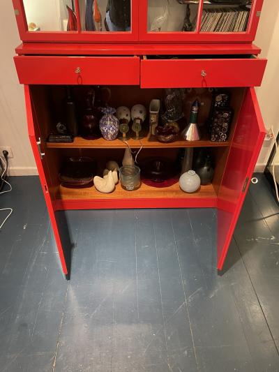 Rudolf Frank Mid Century Modern Cabinet in Red by Rudolf Frank