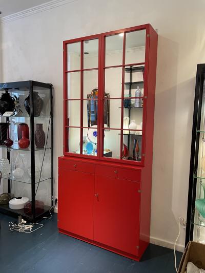 Rudolf Frank Mid Century Modern Cabinet in Red by Rudolf Frank