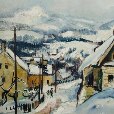 Rudolf Jacobi Rudolf Jacobi German 1889 1972 A snow covered village oil on canvas 