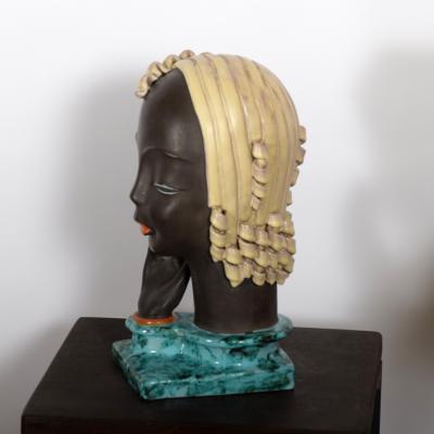 Rudolf Kn rlrlein Art Deco Womans Head iRudolf Kn rlein for Goldscheider Vienna Austria 1930s