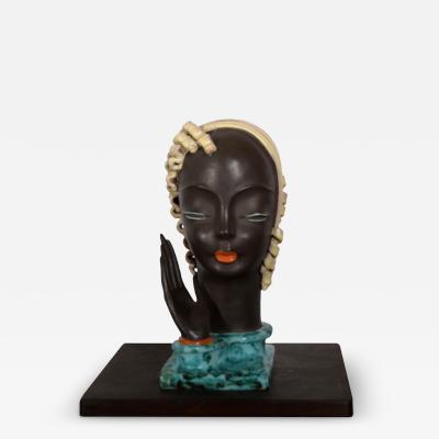 Rudolf Kn rlrlein Art Deco Womans Head iRudolf Kn rlein for Goldscheider Vienna Austria 1930s