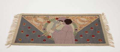 Rudolf Livora Art Nouveau Tapestry Rug Girl With Flute 