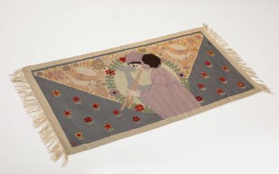 Rudolf Livora Art Nouveau Tapestry Rug Girl With Flute 