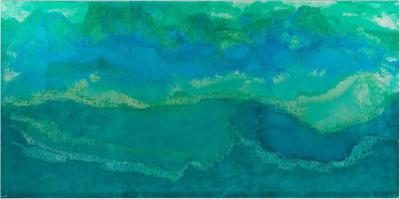 Rudolf Meerbergen Turquoise Acid Etched Artwork by R Meerbergen
