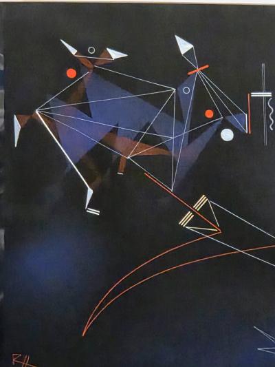 Rudolf Von Huhn Rudolf von Huhn Kites and Gusts 1955 Goauche on Paper