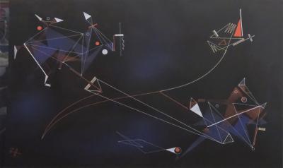Rudolf Von Huhn Rudolf von Huhn Kites and Gusts 1955 Goauche on Paper