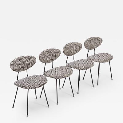 Rudolf Wolf Set of four reupholstered Mid Century Modern dining Chairs by Rudolf Wolf