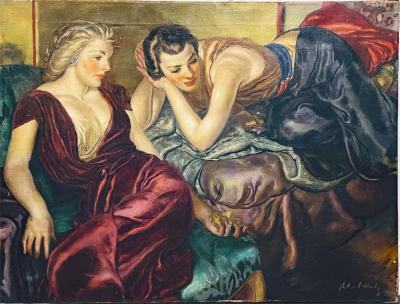 Rudolph Frederick Schabelitz Rudolph Schabelitz American 1884 1959 Oil of Two Women Lounging