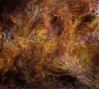 Ruggero Vanni Conflictio Confluens II Abstract Gestural Oil Painting with Earth Tones 2007