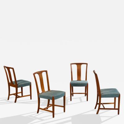 Runar Engblom Runar Engblom Dining Room Chairs with Mahogany and Fabric Sweden 1940s