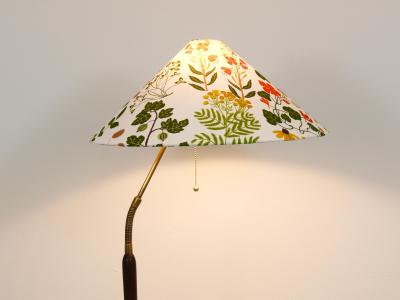 Rupert Nikoll 1940s Adjustable Walnut Brass Floor Lamp Rupert Nikoll Vienna Austria 1950s