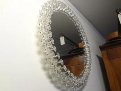 Rupert Nikoll Austrian Mirror with Glass Blossoms by Emil Stejnar for Rupert Nikoll