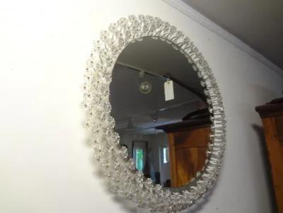 Rupert Nikoll Austrian Mirror with Glass Blossoms by Emil Stejnar for Rupert Nikoll