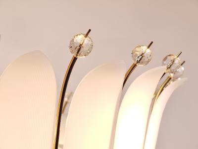 Rupert Nikoll Large Rupert Nikoll 27 MidCentury Basket Brass Leaves Chandelier Austria 1950