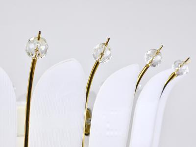 Rupert Nikoll Large Rupert Nikoll 27 MidCentury Basket Brass Leaves Chandelier Austria 1950