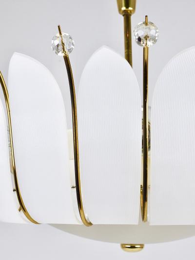 Rupert Nikoll Large Rupert Nikoll 27 MidCentury Basket Brass Leaves Chandelier Austria 1950