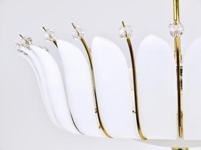 Rupert Nikoll Large Rupert Nikoll 27 MidCentury Basket Brass Leaves Chandelier Austria 1950